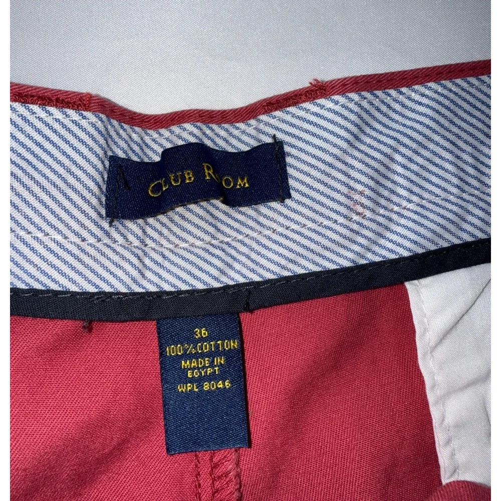 Club Room‎ Chino Shorts Mens Size 36 Red Cotton Casual Preppy